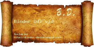 Binder Dávid névjegykártya