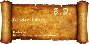 Binder Dávid névjegykártya